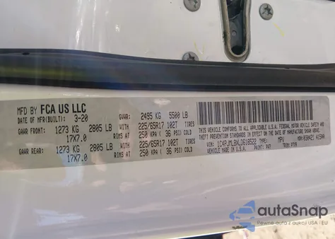 2020 Jeep Cherokee Latitude Plus z USA, uszkodzony, nr VIN 1C4PJMLBXLD618522